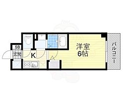 ESLEADRESIDENCE大阪天王寺 1Kの間取図画像