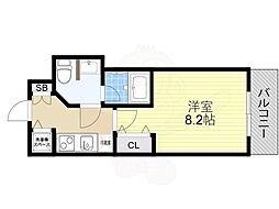 エス・レジデンス天王寺 1Kの間取図画像