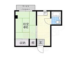 シャトー今中 1DKの間取図画像