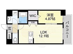 PerfectLife真法院 1LDKの間取図画像