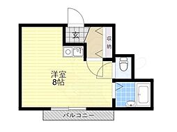 グローリ林寺 ワンルームの間取図画像