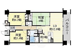 エル・セレーノ上本町レジデンス 3LDKの間取図画像