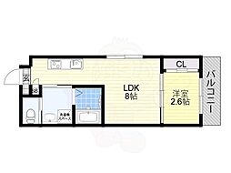 大阪市東住吉区西今川1丁目マンション 1LDKの間取図画像