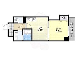 フクダ不動産上本町マンション 1LDKの間取図画像