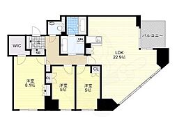 リバーガーデン四天王寺 3LDKの間取図画像
