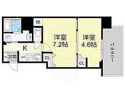 ヴィラ・セレーノ玉造本町 2Kの間取図画像