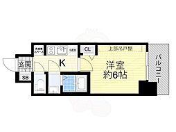 プレサンス鶴橋トレヴィエ 1Kの間取図画像