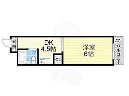 レオーネ寺田町東 1DKの間取図画像
