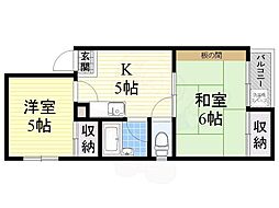 パークサイドマンション 2Kの間取図画像