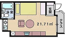 アヴァンセ天王寺 ワンルームの間取図画像