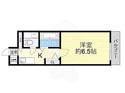 ジュネス東住吉 1Kの間取図画像