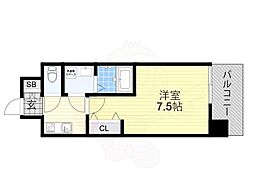 ルイレジデンス天王寺町北 1Kの間取図画像