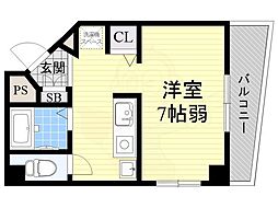 ノイエス大江四天王寺 ワンルームの間取図画像