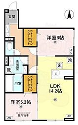 RETORIA阪南町 2LDKの間取図画像
