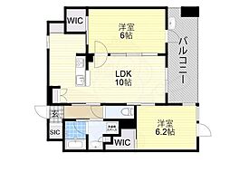 サンクレイドル天王寺 2LDKの間取図画像