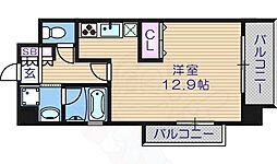 アーバンエース夕陽丘パル ワンルームの間取図画像