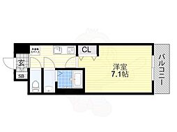 M-City天王寺 1Kの間取図画像