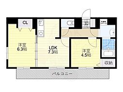 ダイアパレス清水谷 2LDKの間取図画像