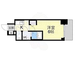 ESLEADRESIDENCE大阪天王寺 1Kの間取図画像