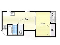 サンプラザ照ケ丘A棟 1DKの間取図画像