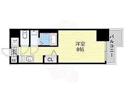 レジュールアッシュ天王寺堂ヶ芝 1Kの間取図画像