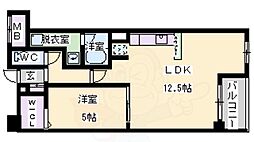 セレッソコート上本町EAST 1LDKの間取図画像