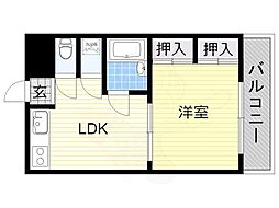コーポイン美章園&河堀口 1DKの間取図画像