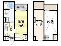 Ferris林寺 1Kの間取図画像
