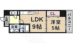 サージュ天王寺 1DKの間取図画像