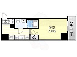 EXE天王寺2 1Kの間取図画像
