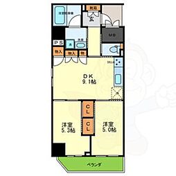 JINEVER上本町 2LDKの間取図画像