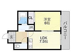 ネオコーポ阿倍野 1DKの間取図画像