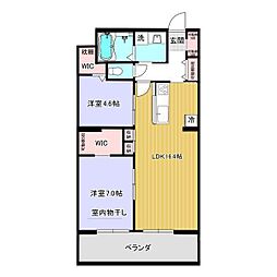 レジデンス　グリシナ 3階2LDKの間取り