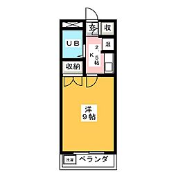 シャトー大根 3階1Kの間取り