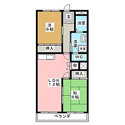 グリーンパークＯＨ92Ｂ棟 1階3DKの間取り