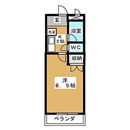 コーポノリクラA 1Kの間取図画像