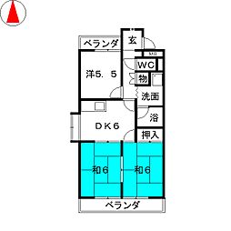 マンション遠山 3DKの間取図画像