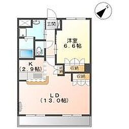 サザンクロス 1LDKの間取図画像