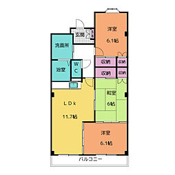 フォレストサイドK-3 3LDKの間取図画像