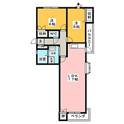 クリエイティブ2第2富士 2LDKの間取図画像