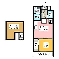 ハーモニーテラス井の森町 1LDKの間取図画像