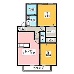 S・Kセピアコート2 2LDKの間取図画像