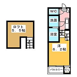 ハーモニーテラス井の森町 1Kの間取図画像