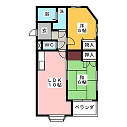 ランパート鳴子 2LDKの間取図画像