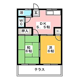 シャンポリオンK 2DKの間取図画像