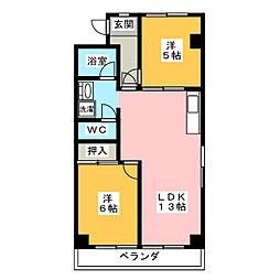 第3ヒルハイツ桃山 2LDKの間取図画像