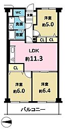 ユニハイム平野北 3LDKの間取り