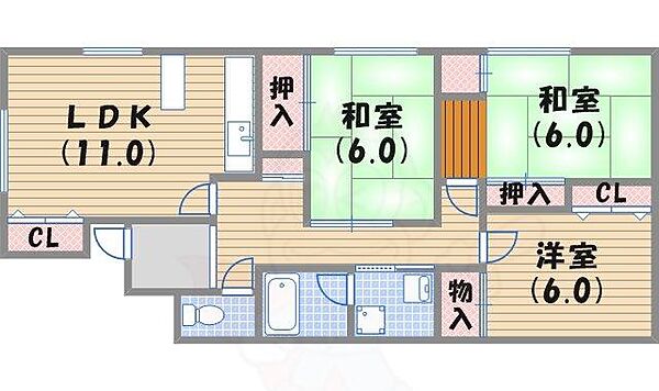 シーマー瓦林 ｜兵庫県西宮市瓦林町(賃貸マンション3LDK・2階・76.00㎡)の写真 その2