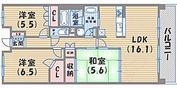 甲子園六石町ハイツ 3LDKの間取図画像