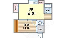 さくら荘 1DKの間取図画像
